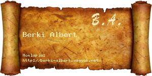 Berki Albert névjegykártya